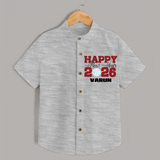 Happy New Year 2026 – Disco  | Personalised Shirt for Kids - GREY - 0 - 6 Months Old (Chest 23")