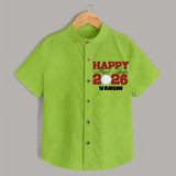 Happy New Year 2026 – Disco  | Personalised Shirt for Kids - LIME GREEN - 0 - 6 Months Old (Chest 23")