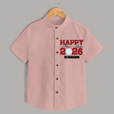 Happy New Year 2026 – Disco  | Personalised Shirt for Kids - PEACH - 0 - 6 Months Old (Chest 23")
