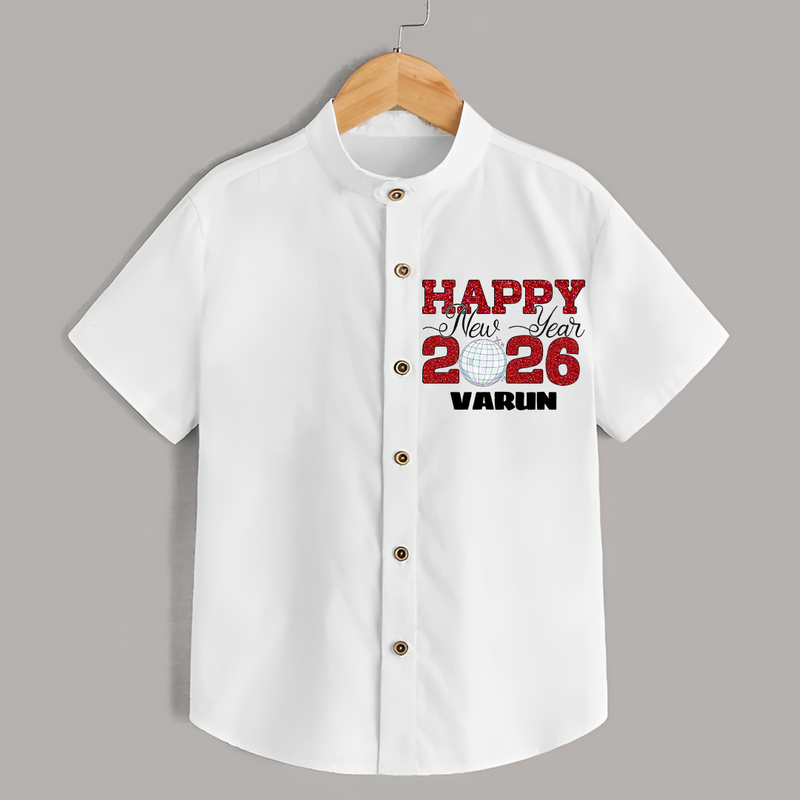 Happy New Year 2026 – Disco  | Personalised Shirt for Kids - WHITE - 0 - 6 Months Old (Chest 23")