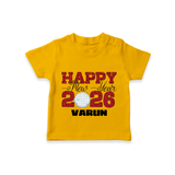 Happy New Year 2026 – Disco  | Personalised T-Shirt for Kids - CHROME YELLOW - 0-5 Months Old (Chest 17")
