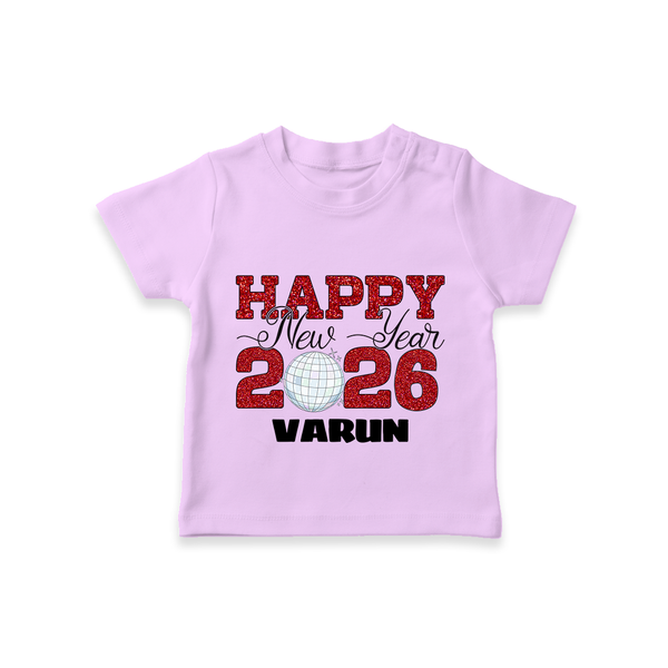 Happy New Year 2026 – Disco  | Personalised T-Shirt for Kids - LILAC - 0-5 Months Old (Chest 17")