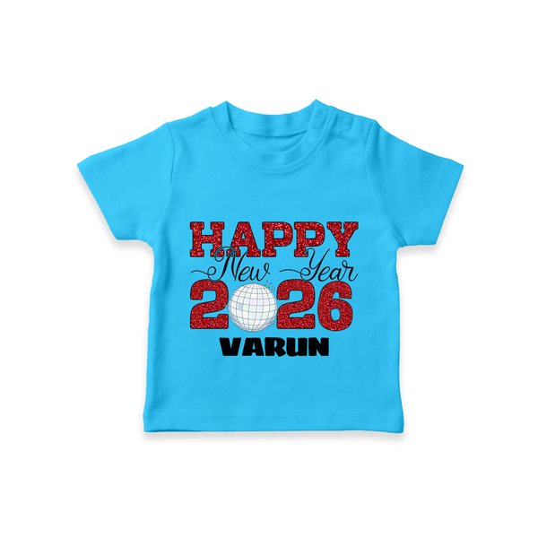Happy New Year 2026 – Disco  | Personalised T-Shirt for Kids - SKY BLUE - 0-5 Months Old (Chest 17")