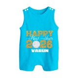 Happy New Year 2026 – Disco  | Personalised Romper Suit   - SKY BLUE - 0 - 5 Months Old (Chest 18")
