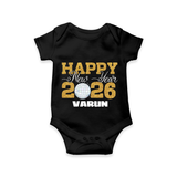 Happy New Year 2026 – Disco  | Personalised Romper for Kids - BLACK - New Born (Chest 14")