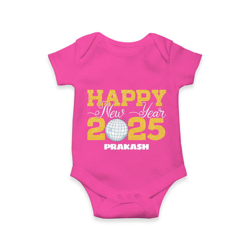 "Happy New Year 2025 - Loving Moments With Our Customized Romper for Babies With Name" - HOT PINK - 0 - 3 Months Old (Chest 16")