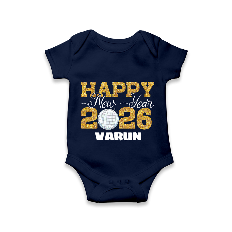 Happy New Year 2026 – Disco  | Personalised Romper for Kids - NAVY BLUE - New Born (Chest 14")