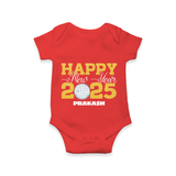 "Happy New Year 2025 - Loving Moments With Our Customized Romper for Babies With Name" - RED - 0 - 3 Months Old (Chest 16")