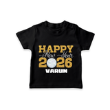 Happy New Year 2026 – Disco  | Personalised T-Shirt for Kids - BLACK - 0-5 Months Old (Chest 17")
