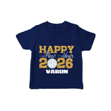 Happy New Year 2026 – Disco  | Personalised T-Shirt for Kids - NAVY BLUE - 0-5 Months Old (Chest 17")