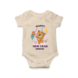 "Happy New Year 2025 - Everlasting Memories With Our Customized Romper for Babies With Name" - IVORY - 0 - 3 Months Old (Chest 16")