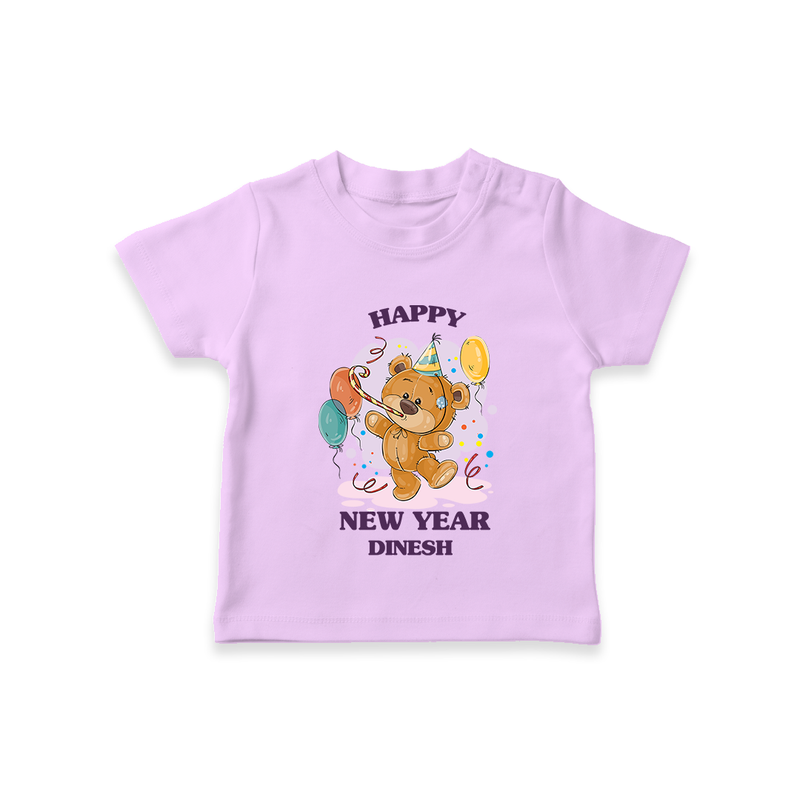 "Happy New Year 2025 - Everlasting Memories With Our Customized T-Shirt for Kids With Name" - LILAC - 0-5 Months Old (Chest 17")