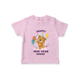 "Happy New Year 2025 - Everlasting Memories With Our Customized T-Shirt for Kids With Name" - PINK - 0-5 Months Old (Chest 17")