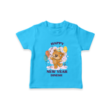 "Happy New Year 2025 - Everlasting Memories With Our Customized T-Shirt for Kids With Name" - SKY BLUE - 0-5 Months Old (Chest 17")