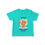 "Happy New Year 2025 - Everlasting Memories With Our Customized T-Shirt for Kids With Name" - TEAL - 0-5 Months Old (Chest 17")