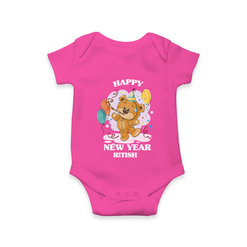 "Happy New Year 2025 - Everlasting Memories With Our Customized Romper for Babies With Name" - HOT PINK - 0 - 3 Months Old (Chest 16")