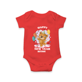 "Happy New Year 2025 - Everlasting Memories With Our Customized Romper for Babies With Name" - RED - 0 - 3 Months Old (Chest 16")