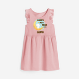 Happy New Year 2026 – Moon & Bunny | Personalised Frock for Girls - BABY PINK - 1 - 2 Years Old (Chest 22" , Full Length 22")