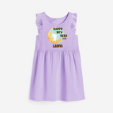 Happy New Year 2026 – Moon & Bunny | Personalised Frock for Girls - LILAC - 1 - 2 Years Old (Chest 22" , Full Length 22")