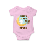 Happy New Year 2026 – Moon & Bunny | Personalised Romper for Kids - BABY PINK - New Born (Chest 14")