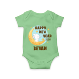 Happy New Year 2026 – Moon & Bunny | Personalised Romper for Kids - GREEN - New Born (Chest 14")