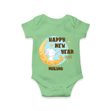 "Happy New Year 2025 - Celebrating Happiness With Our Customized Romper for Babies With Name" - GREEN - 0 - 3 Months Old (Chest 16")