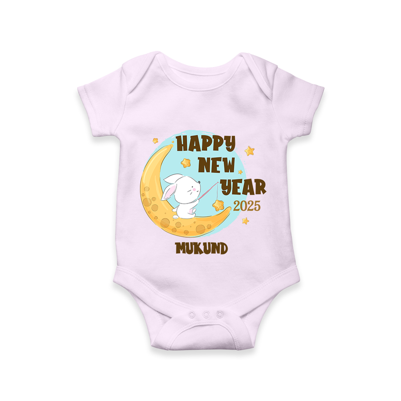 "Happy New Year 2025 - Celebrating Happiness With Our Customized Romper for Babies With Name" - LILAC - 0 - 3 Months Old (Chest 16")