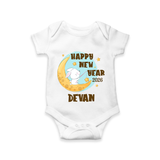 Happy New Year 2026 – Moon & Bunny | Personalised Romper for Kids - WHITE - New Born (Chest 14")