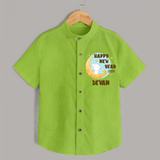 Happy New Year 2026 – Moon & Bunny | Personalised Shirt for Kids - LIME GREEN - 0 - 6 Months Old (Chest 23")