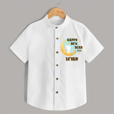 Happy New Year 2026 – Moon & Bunny | Personalised Shirt for Kids - WHITE - 0 - 6 Months Old (Chest 23")