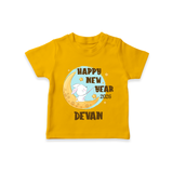 Happy New Year 2026 – Moon & Bunny | Personalised T-Shirt for Kids - CHROME YELLOW - 0-5 Months Old (Chest 17")