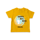 "Happy New Year 2025 - Celebrating Happiness With Our Customized T-Shirt for Kids With Name" - CHROME YELLOW - 0-5 Months Old (Chest 17")