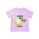 "Happy New Year 2025 - Celebrating Happiness With Our Customized T-Shirt for Kids With Name" - LILAC - 0-5 Months Old (Chest 17")