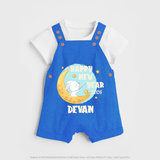 Happy New Year 2026 – Moon & Bunny | Personalised Dungaree for Kids - COBALT BLUE - 0 - 5 Months Old (Chest 18")