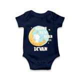 Happy New Year 2026 – Moon & Bunny | Personalised Romper for Kids - NAVY BLUE - New Born (Chest 14")