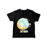 Happy New Year 2026 – Moon & Bunny | Personalised T-Shirt for Kids - BLACK - 0-5 Months Old (Chest 17")