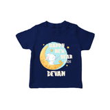 Happy New Year 2026 – Moon & Bunny | Personalised T-Shirt for Kids - NAVY BLUE - 0-5 Months Old (Chest 17")