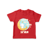 Happy New Year 2026 – Moon & Bunny | Personalised T-Shirt for Kids - RED - 0-5 Months Old (Chest 17")