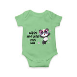 "Happy New Year 2025 - Pure Joy With Our Customized Romper for Babies With Name" - GREEN - 0 - 3 Months Old (Chest 16")