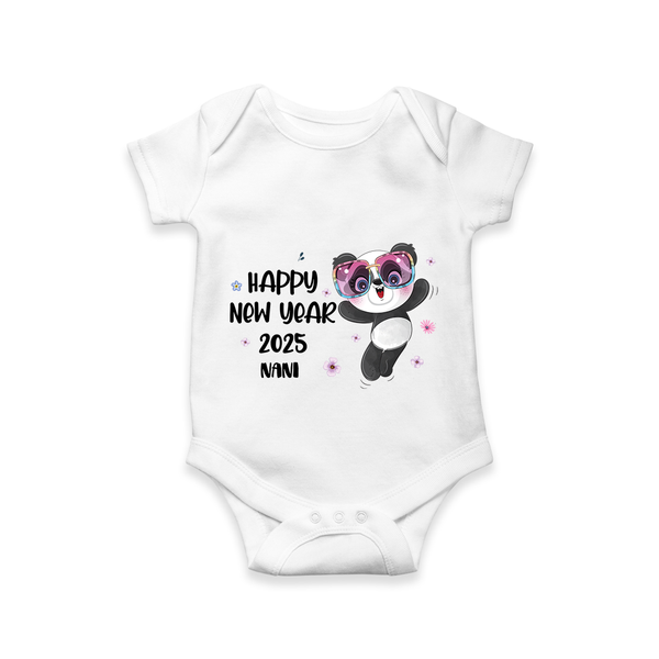 "Happy New Year 2025 - Pure Joy With Our Customized Romper for Babies With Name" - WHITE - 0 - 3 Months Old (Chest 16")