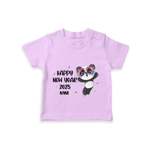 "Happy New Year 2025 - Pure Joy With Our Customized T-Shirt for Kids With Name" - LILAC - 0-5 Months Old (Chest 17")