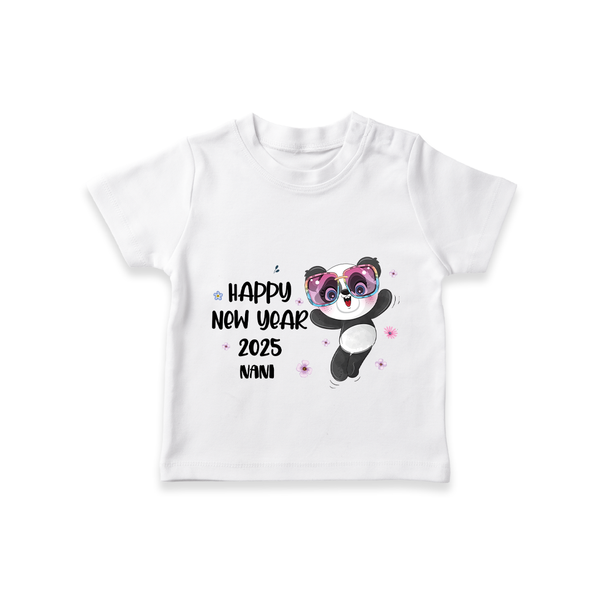 "Happy New Year 2025 - Pure Joy With Our Customized T-Shirt for Kids With Name" - WHITE - 0-5 Months Old (Chest 17")