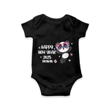 "Happy New Year 2025 - Pure Joy With Our Customized Romper for Babies With Name" - BLACK - 0 - 3 Months Old (Chest 16")