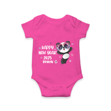 "Happy New Year 2025 - Pure Joy With Our Customized Romper for Babies With Name" - HOT PINK - 0 - 3 Months Old (Chest 16")