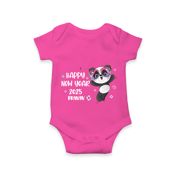 "Happy New Year 2025 - Pure Joy With Our Customized Romper for Babies With Name" - HOT PINK - 0 - 3 Months Old (Chest 16")