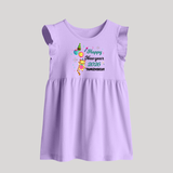 Happy New Year 2026 – Party Tiger | Customized Baby Frock   - LILAC - 0 - 3 Months Old (Chest 17")