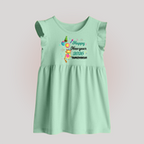 Happy New Year 2026 – Party Tiger | Customized Baby Frock   - MINT GREEN - 0 - 3 Months Old (Chest 17")