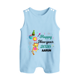 Happy New Year 2026 – Party Tiger | Customized Romper Suit   - BABY BLUE - 0 - 5 Months Old (Chest 18")
