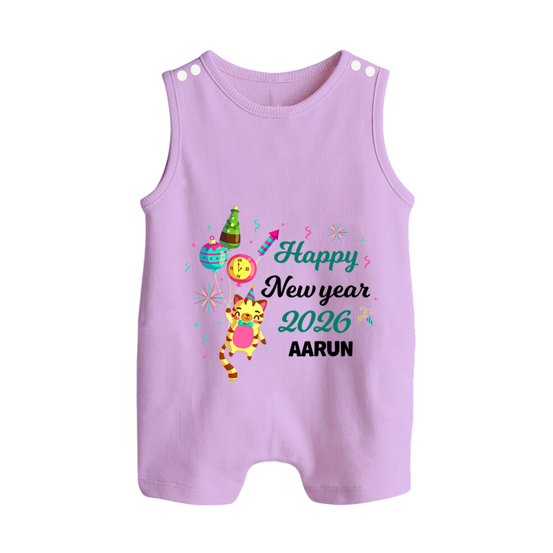 Happy New Year 2026 – Party Tiger | Customized Romper Suit   - LILAC - 0 - 5 Months Old (Chest 18")