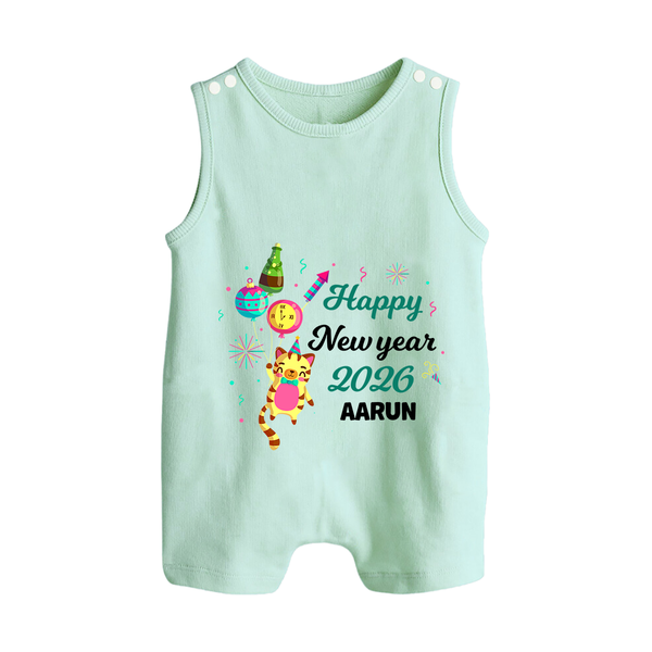 Happy New Year 2026 – Party Tiger | Customized Romper Suit   - MINT GREEN - 0 - 5 Months Old (Chest 18")